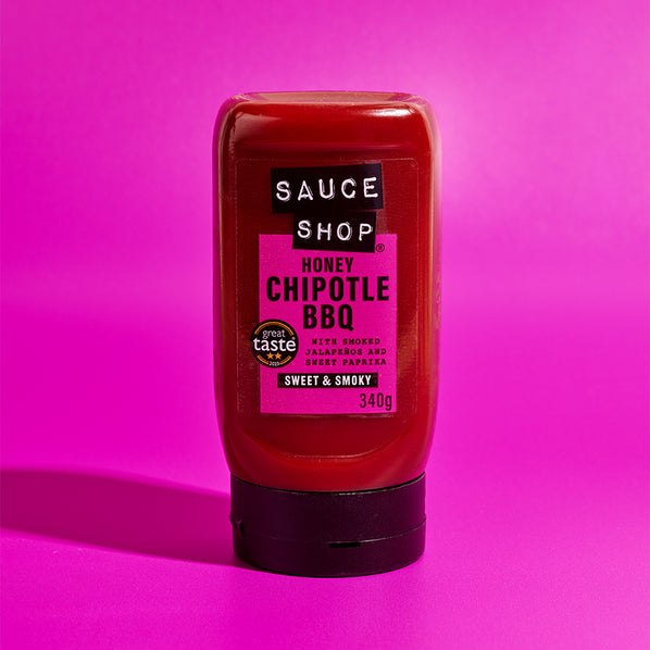 Sauce Shop Honey Chipotle BBQ 340g on Purple Background