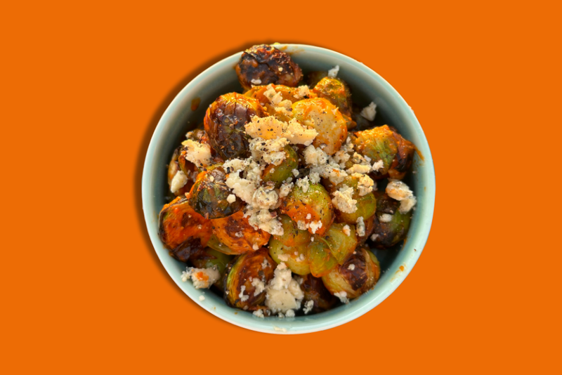 Buffalo Blue Cheese Brussels Sprouts